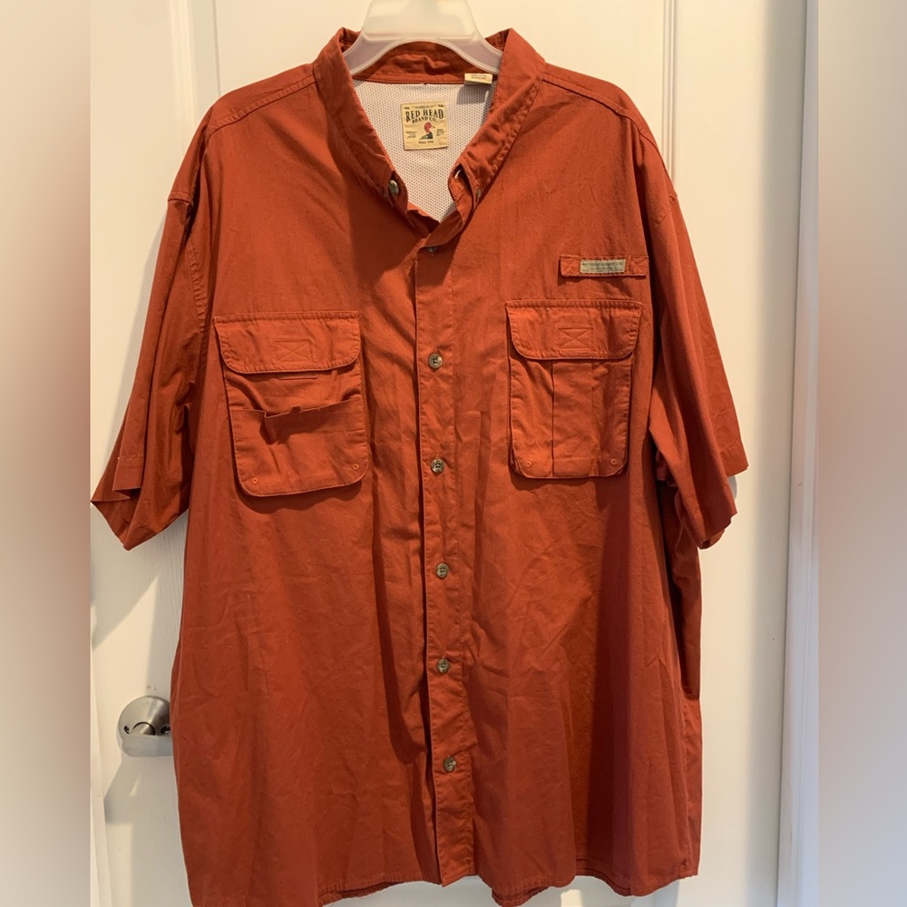 Red Head Men Size 3X Button Down Burnt Orange Short Sleeve Sleeve Thin Shirt
